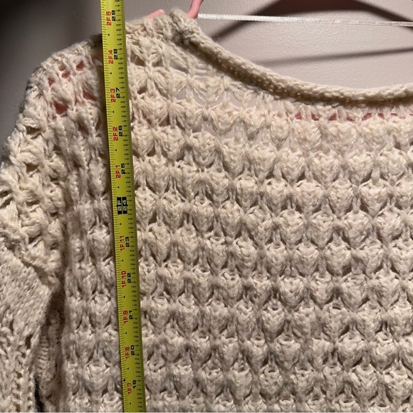Free People Crashing Waves Pullover Cream Acrylic/Wool Oversized Knit Chunky S - Picture 12 of 16